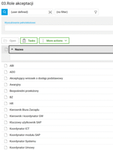 Rys 5: Dostępne role w procesie akceptacji