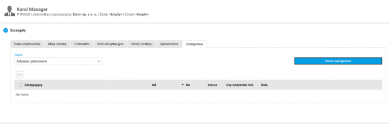 Rys. 6 - Moduł Zastępstwa - Krok 1 – Widok delegowanych zastępstw