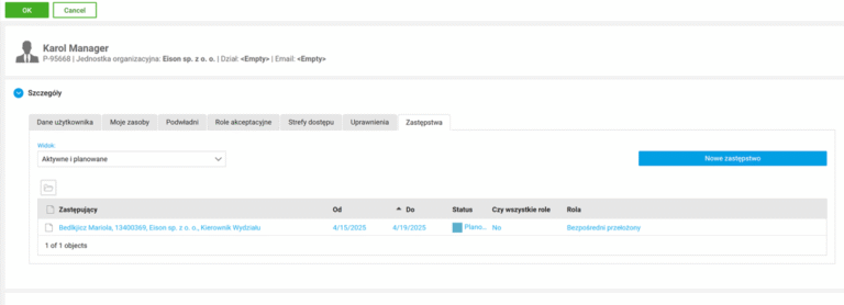 Rys. 8 - Moduł Zastępstwa - Krok 3 – Widok nadanych zastępstw